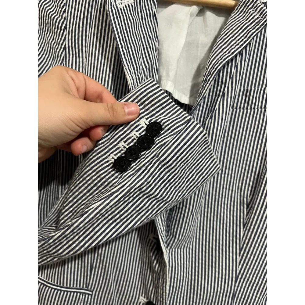 Women’s J. Crew Navy/White Academia Workwear Pinstripe School Boy Blazer Size 4